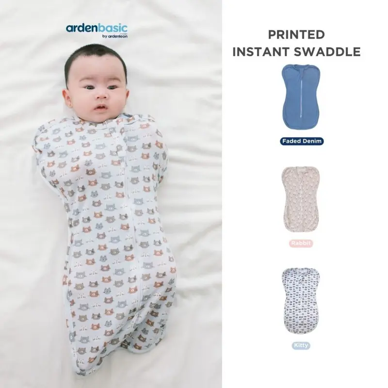 ARDENLEON ArdenBasic Printed Instant Swaddle Bedong Bayi Putih 0