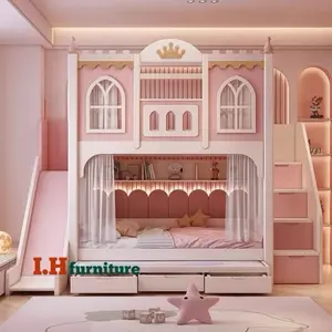 I.H Furniture Ranjang Anak Tingkat Kayu Solid Mahoni Finishing Duco Melamin Tempat Tidur Anak Tingkat Prosotan Cewek Ukuran 120x200