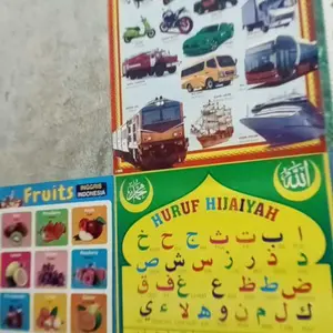 Paket 6 Poster Edukasi / Angka 1 - 20 / Hurup Lepas / Hurup Hijaiyah / Tranfortasi / Hewan / Buah