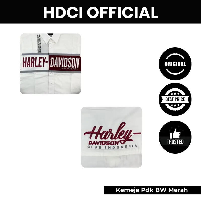 Kemeja Pendek BW Merah HD Club Indonesia Official Merchandise 3