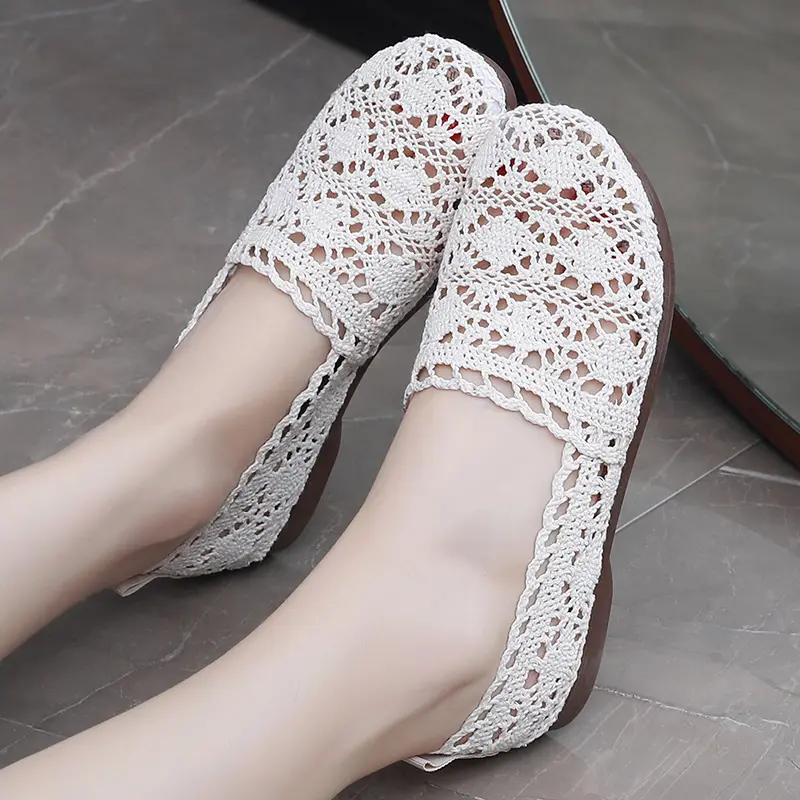 2025 New Women's Breathable Mesh Sneakers - Lightweight Soft Sole Hollow Out Design, Spring Summer Casual White Walking Shoes | Fashion & Comfortable