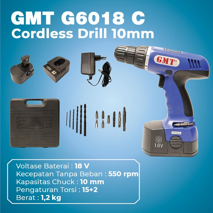 Gambar GMT G6018 C Cordless Drill 10mm dari Drill&Co Kota Administrasi Jakarta Barat Tokopedia