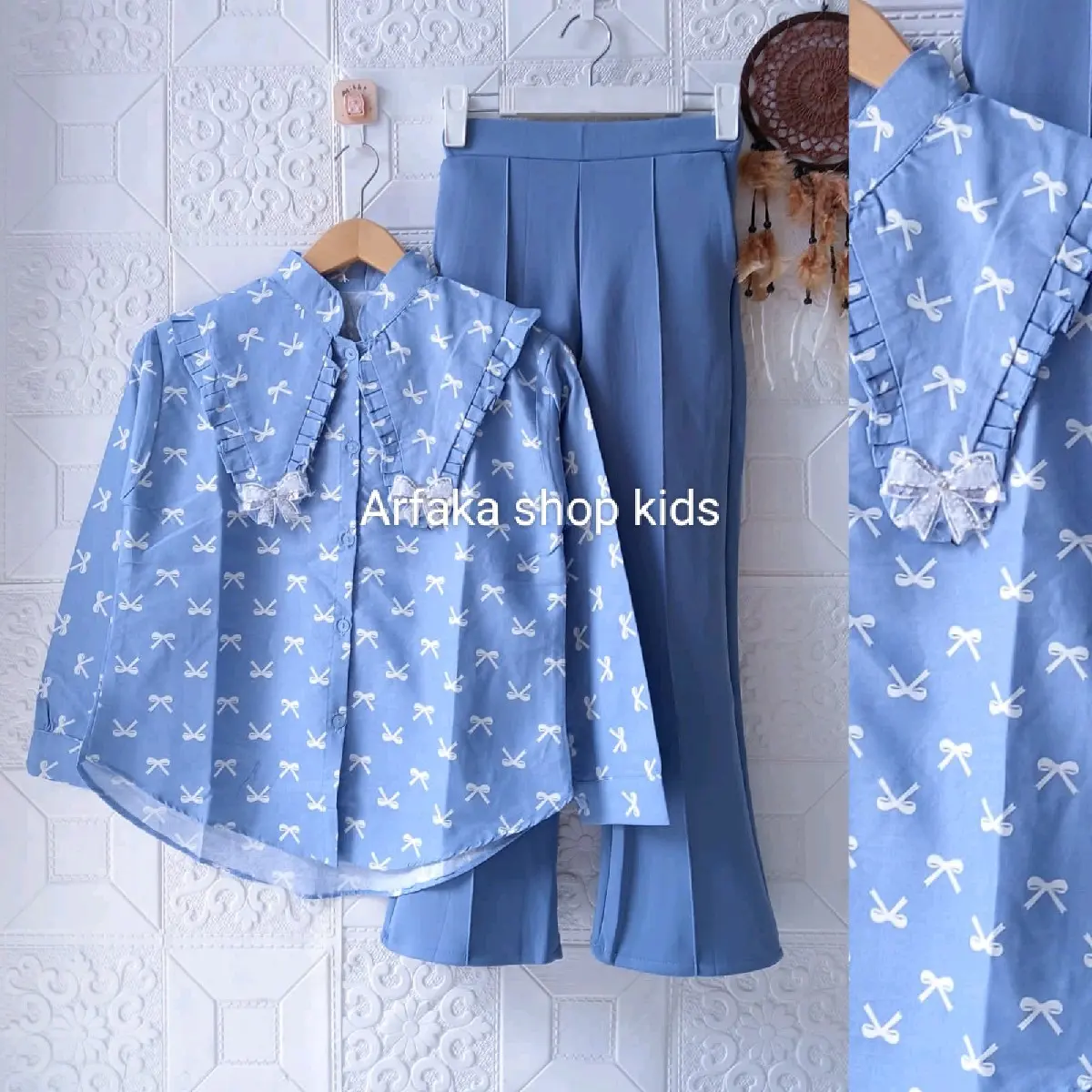 setelan anak blouse pita wr dan celana cutbray Fashion