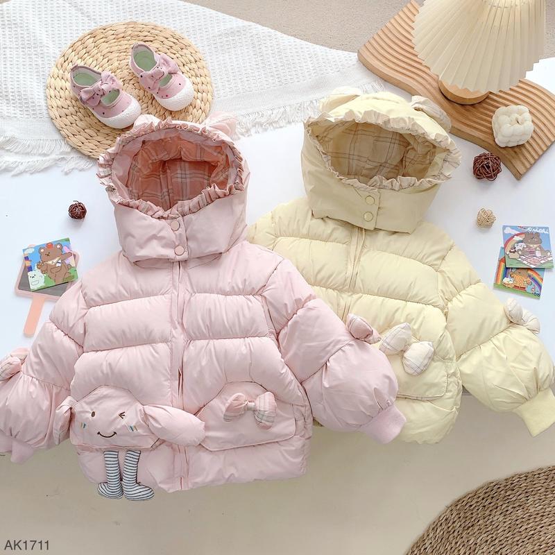 Hey Susie AK1711- Áo Khoác Thỏ Vàng/Hồng Dính Nơ Cho bé Gái Size 10-24kg