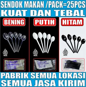 Sendok Makan Plastik Kuat Tebal 3.2gr Panjang Bening / Hitam / Putih Trifinity Pack JSP