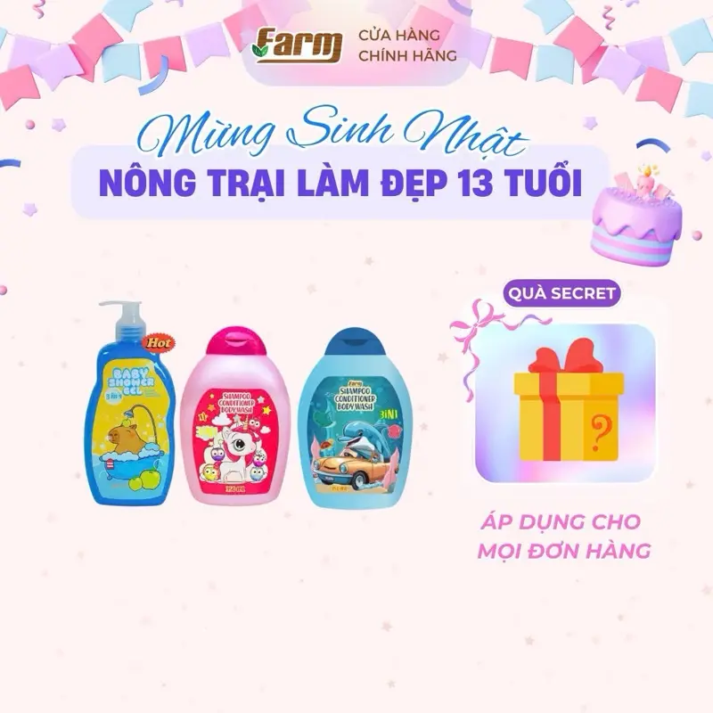 Sữa Tắm, Dầu Gội Và Dầu Xả Cho Bé  3in1 FARM
