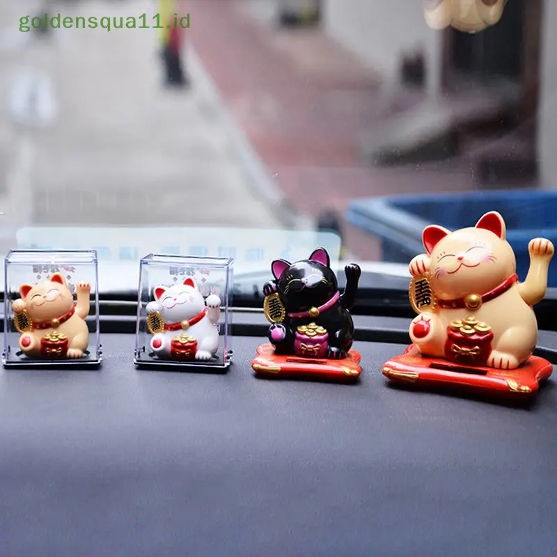 Goldensqua Lucky Cat Decoration Mini Solar Melambai Otomatis Lucky Cat 2