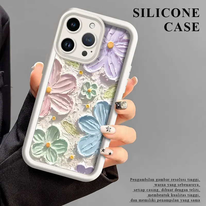Casing Floral Colour For IPhone Oppo Vivo Infinix Samsung Realme Redmi Softcase Case JTK0201 1