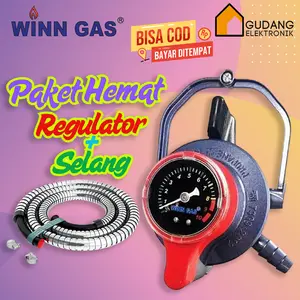 [PAKET HEMAT] WINN GAS / GASCOMP SUPERLOCK REGULATOR + SELANG GAS LPG DOUBLE LOCK TEKANAN RENDAH W900M / W-900 M / W 900 M / W 900 NM / GRS 01 / GRS-01 (GARANSI RESMI)