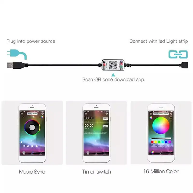 lampu motor mobil universal koneksi aplikasi 3 pin Lampu film dengan pengontrol LED Strip Car Kabel 2