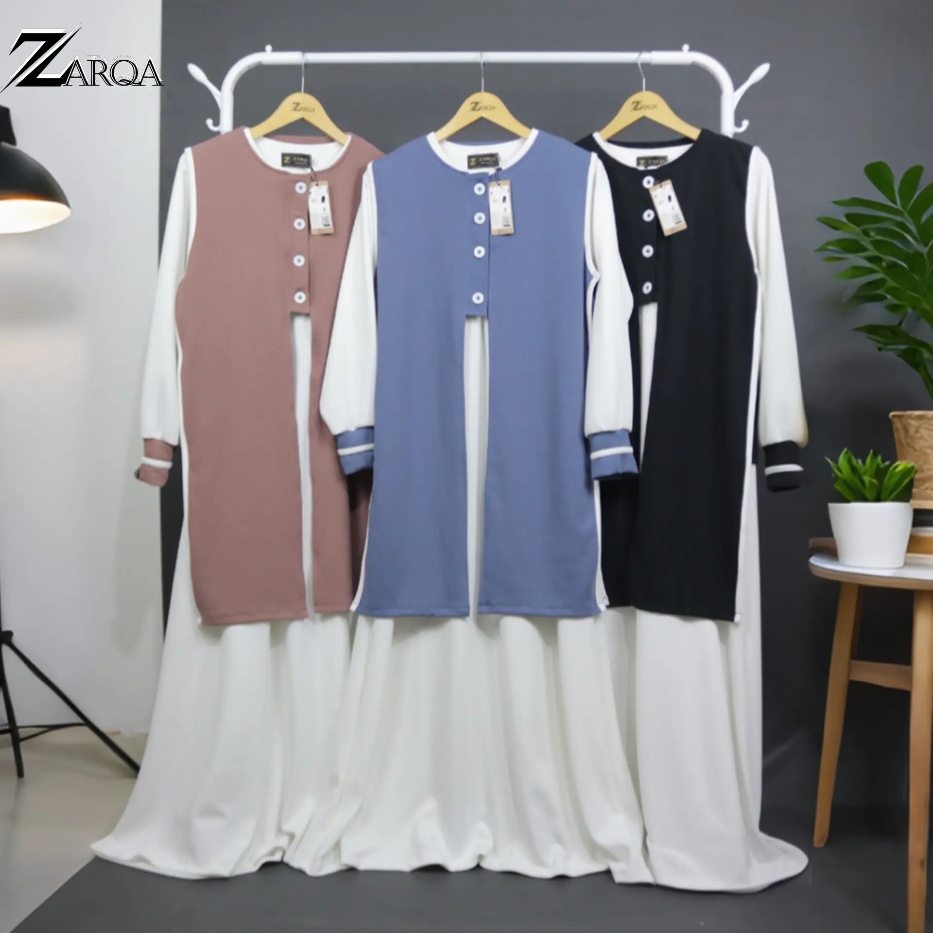 ZARQA - Silvia Gamis Premium Knit Florencia Look Remaja Casual Elegant Terbaru Wanita Muslim Maxi Dress Lebaran 2025 Mewah Pesta