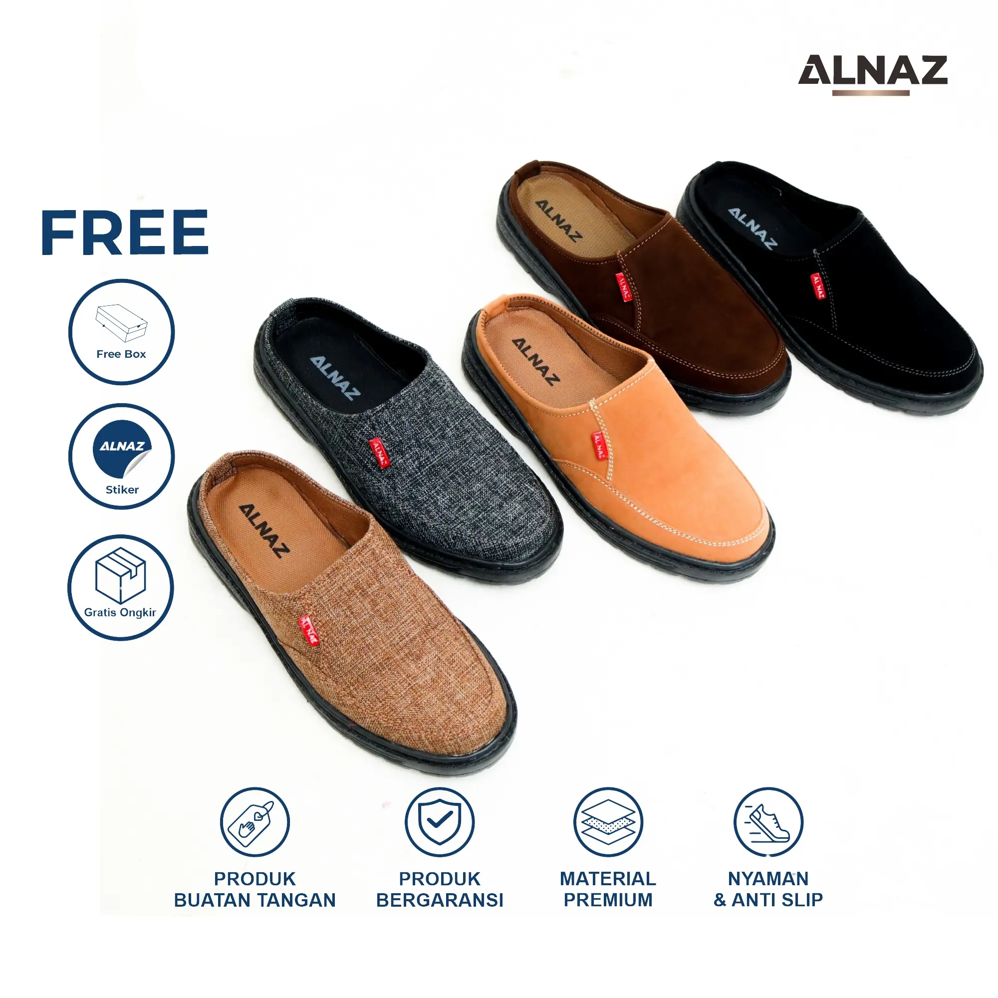 ALNAZ 39-44 Prime Sepatu Sandal Selop Bustong Pria Pantofel Formal Sendal Slop Casual Kerja Slip On Shoes Nyaman Praktis