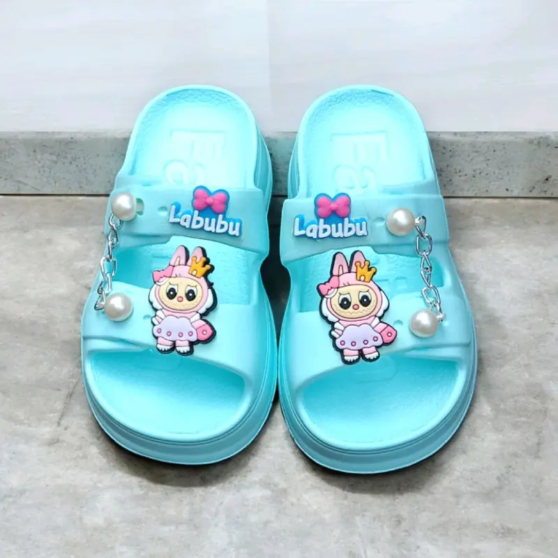 Sandal Selop Anak Perempuan Labubu Rantai Terbaru - Sepatu Anti Slip 2424 Rantai Kaki Fashion 4