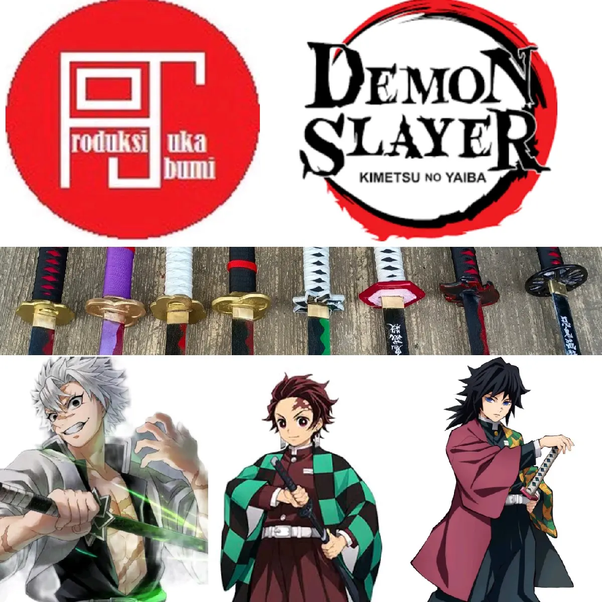 Pedang Pedangan Kimetsu No Yaiba Demon Slayer Sarung Kayu Asli