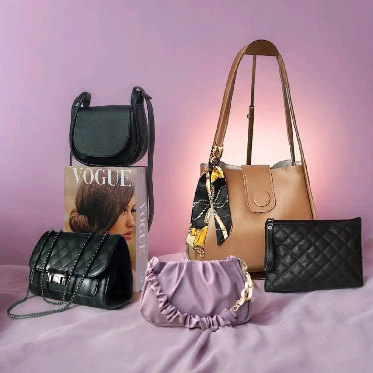 Paket Hemat Bundling 5 Pc Tas Selempang Wanita (Calysta+Luna+Aura+Lyla+Merquen) Tersedia Warna Hitam