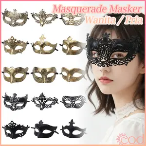 Topeng Pesta Masquerade Mask Vintage Retro Gaya Jazz Pria Wanita Elegant Untuk Pesta Kostum Halloween Sexy School Party Masquerade Mask