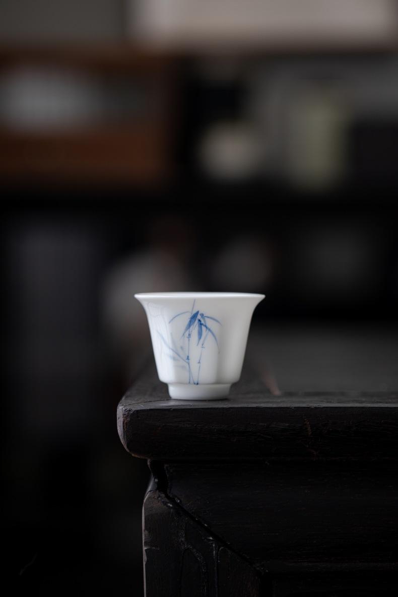 Product Introduction of Bamboo Sancai covered bowl hand-painted ceramic single large high-end Dehua white porcelain tea bowl Kung Fu tea set gift 13
