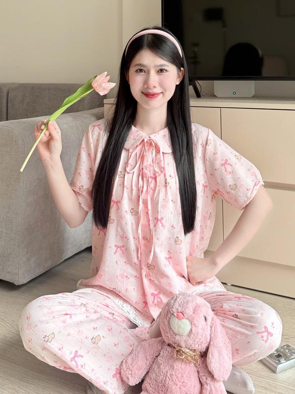 Set Bộ Đồ Ngủ BY CHANN (Set Cộc Dài) Họa Tiết Dễ Thương, áo cộc quần dài, chất liệu đũi mềm (có size đến 80kg)