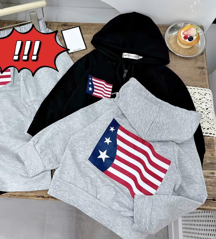  Áo Khoác Nỉ Có Khoá In Nhiệt 5D Cờ Mỹ Nổi Bật  Size Từ 10 - 45 kg Dành Cho Bé Trai Bé Gái  Chất Liệu Nỉ 2 Da Mềm Mịn Không Xù 
