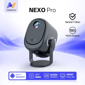 AVIEWLUX NEXO Pro Smart Proyektor Gimbal - Android TV 9 - 500 ANSI 1080P FHD - Optical Engine Kedap Debu - WiFi 6 Bluetooth 5.2 - Auto Focus - Netflix & YouTube - Projector Portable