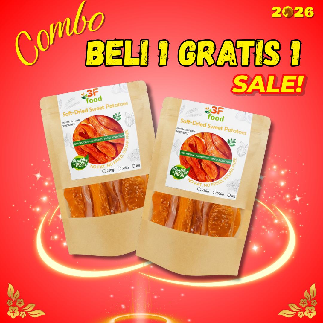 [FLASH SALE] Ubi jalar madu kering kenyal — kenyal & lembut alami, membantu memenuhi kebutuhan serat