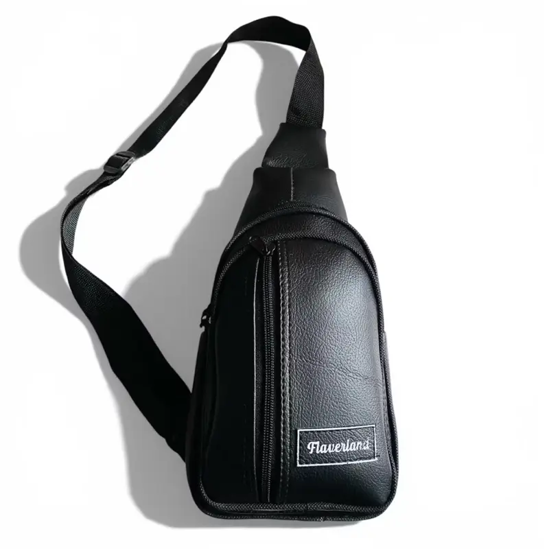 Tas Selempang Crossbody Kulit Sintetis Tebal model botol Slingbag Unisex Trendy Tahan Air Tas Pundak Hitam Pinggang