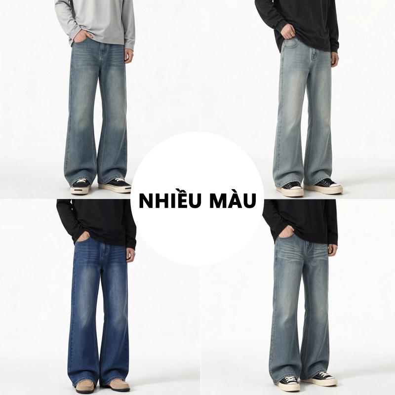 Quần jean ống loe kiểu Mỹ nam, dáng rộng, quần dài phong cách đường phố 1107