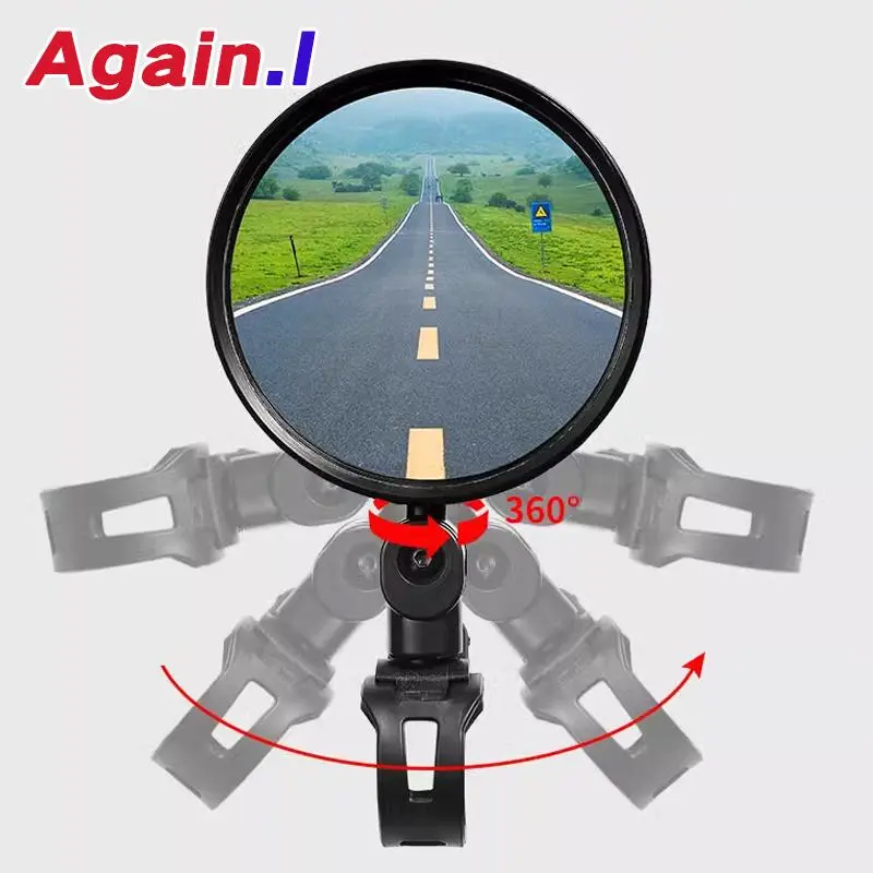 Gương chiếu hậu, Giá gắn tay lái cho xe đạp và xe máy, Xoay 360 độ, Có Thể Điều Chỉnh Thích hợp để đạp xe, Gương tròn hình elip 5