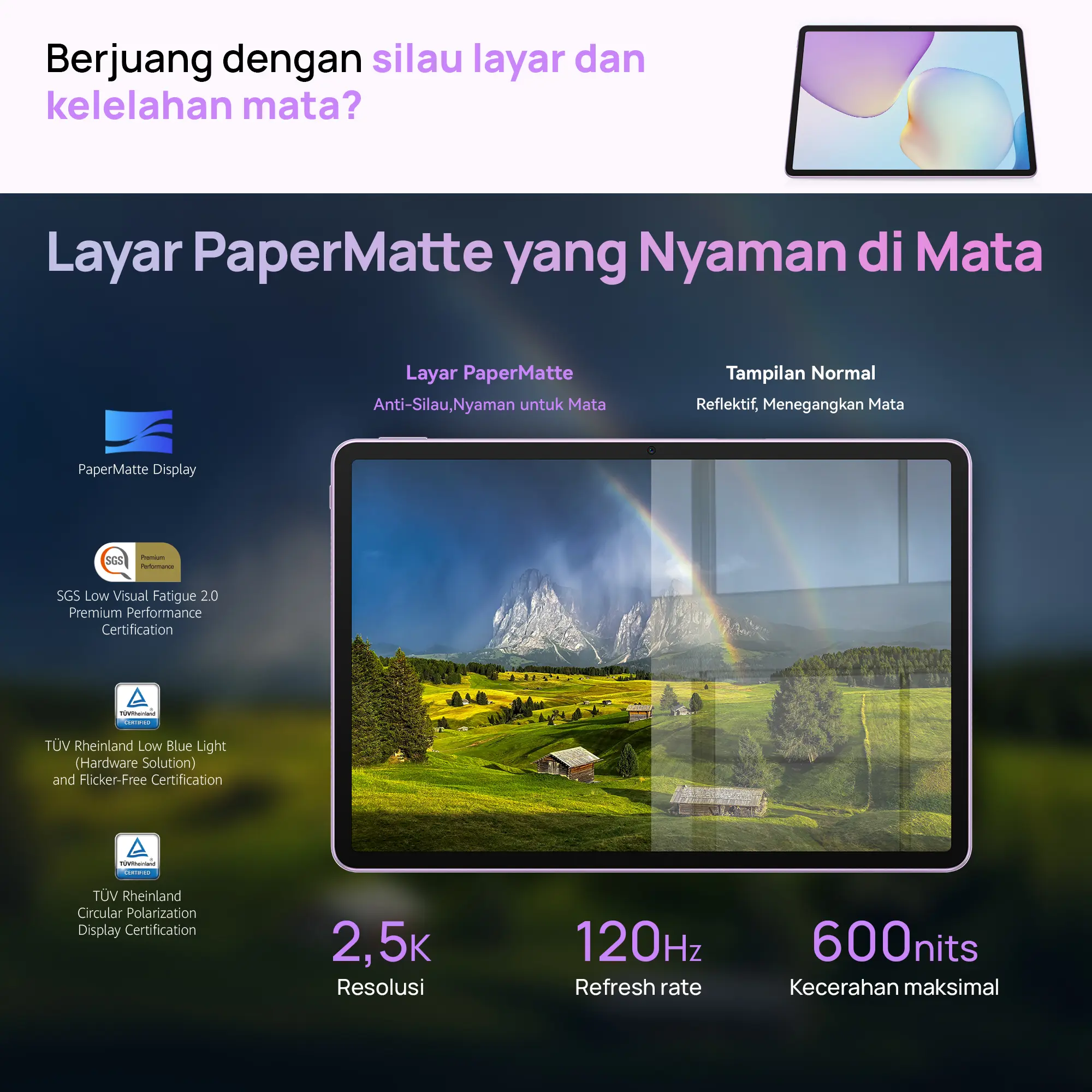 HUAWEI MatePad 11.5-inci 2025 Tablet | WPS Office 2.0 Tingkat PC Eksklusif | Layar Papermatte | 10,100 mAh 40W HUAWEI SuperCharge
