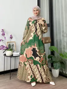 Premium DISA Gamis Rayon Super Premium Adem Busui Dress Panjang Batik Seno Syari Kekinian Nyaman Muslim Katun Wanita Kombinasi Motif Batik