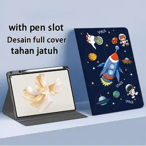 Casing Tablet For samsung tab a9 +/s9 fe /s10 lite /a9 plus /A11+ 11"A11 8.7"s7/s8 /s6 lite /A8 /A7 10.4"A7lite 8.7"/A9 8.7"S10 FE+ 13.1"Cover Anti Selip Berbahan Kulit PU Silikon Desain Tekstur Sutra Tahan Aus Anti Slip Warna Cetak Cerah Kualitas Unggul