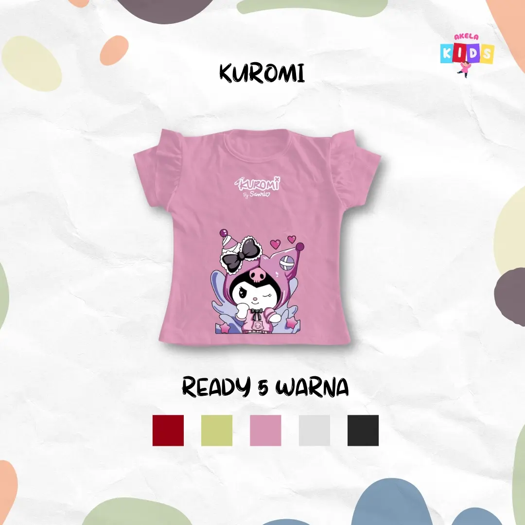 Atasan Anak Perempuan Kaos Lengan Rufle Baju, Model Akela Kids, Fashion 1th - 8th, Bahan Cotton Premium 30s
