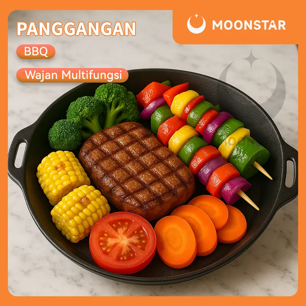 [MOON] Panggangan  Multifungsi Baja Stainless 28cm/32cm/34cm Anti Lengket Portable Cocok  Gas & Listrik Alat Kitchenware