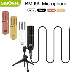 Siborie BM999 Microphone Kondenser Bahan logam berkualitas tinggi Mikrofon studio profesional For Soundcard Gaming