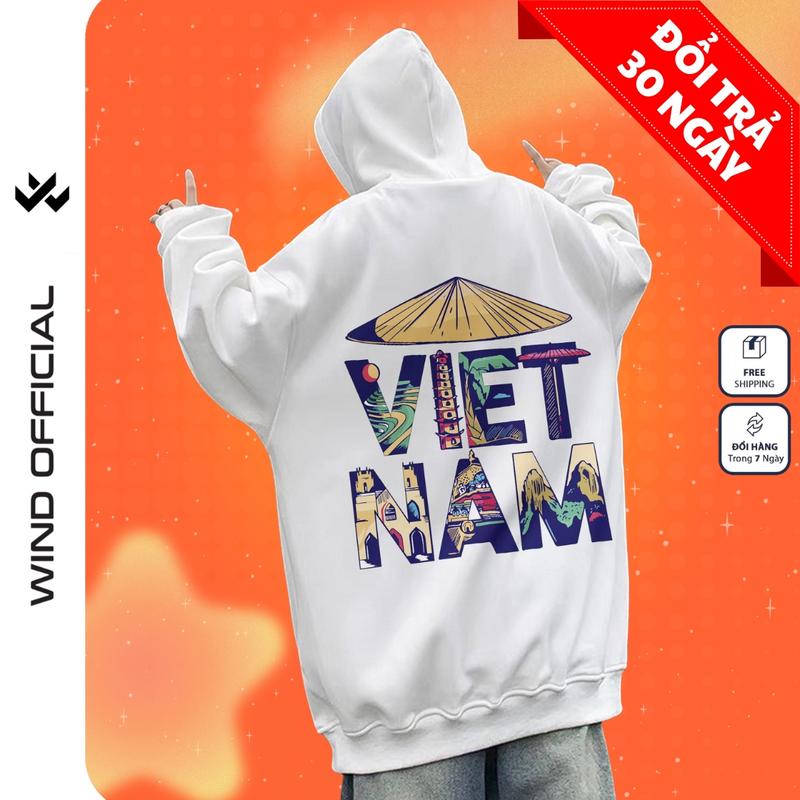  Áo hoodie unisex form rộng WIND Clothing THẮNG CẢNH VIỆT 2.9 Unisex thời trang nam nữ oversize ulzzang Menswear Có Túi Dài Tay 