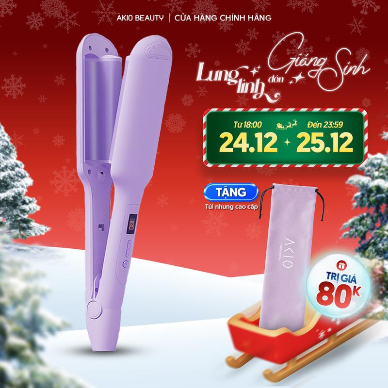 Máy làm tóc uốn xoăn sóng nước 26mm màn LCD hiện thị thông minh công nghệ gốm sứ bảo vệ tóc