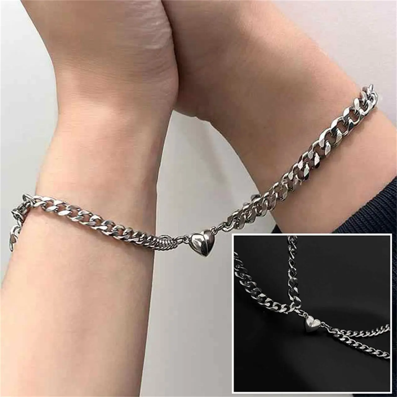 Gelang Tangan Rantai Cuba, Rekaan Ringkas, Magnet Cinta, Menarik Pasangan, Untuk Lelaki dan Wanita, Ketibaan Baru
