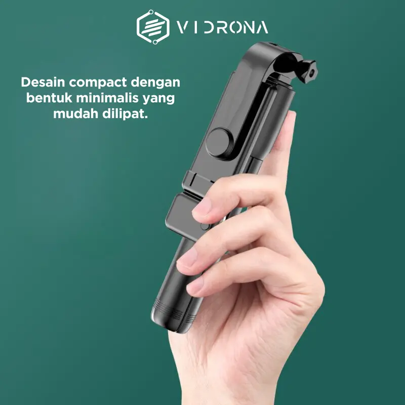 VIDRONA Tongsis Tripod Bluetooth Lampu LED Remote Control Alat Selfie Foto dan Video Stick Portable Flexible 360º Aluminium Holder Panjang Ponsel Wireless Plastik 6
