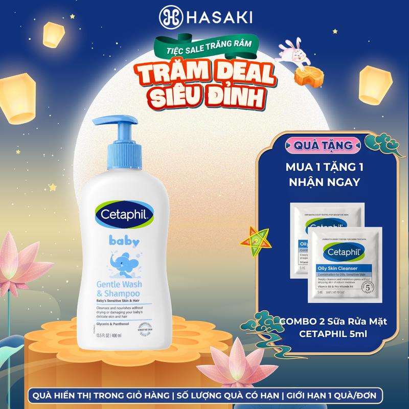 Sữa tắm gội dịu lành cho bé CETAPHIL BABY GENTLE WASH & SHAMPOO 400ML