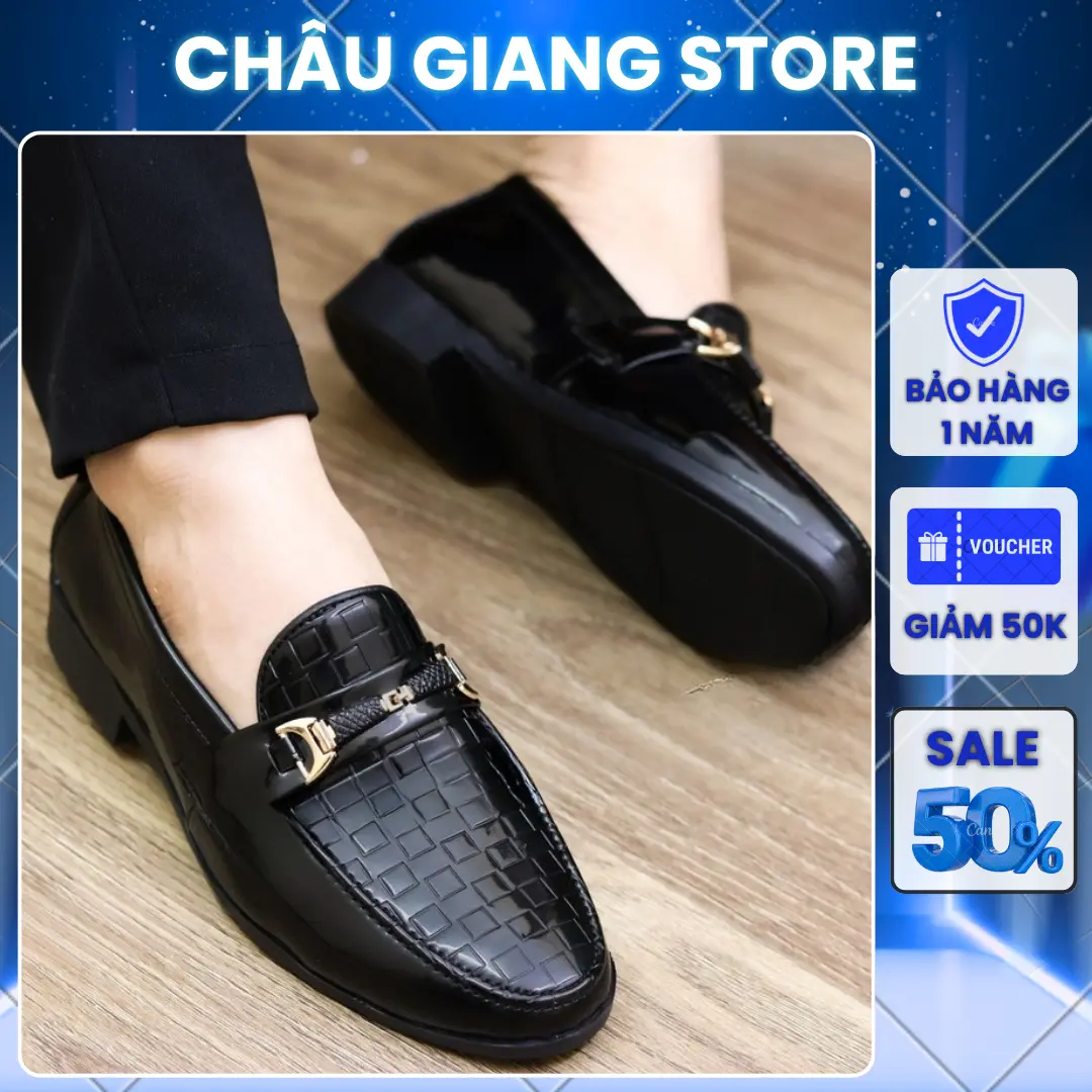 Giày Lười Nam Chất Liệu Da Microfiber Đế Cao Su Khâu Chắc Chắn Mã L157 Màu Đen
