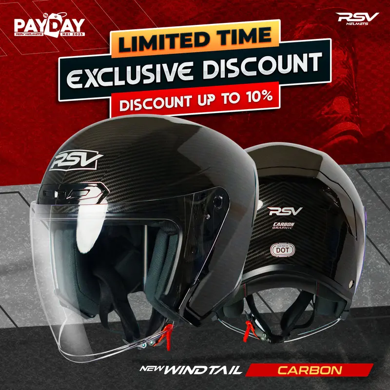 HELM Half Face RSV NEW WINDTAIL CARBON GLOSSY  Motorcycle 0
