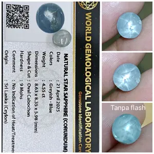 Natural Blue Star Sapphire Ceylon Tajam No Heat 4,5ct memo WGL safir Srilanka