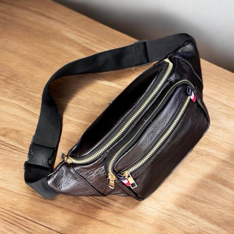 Túi đeo chéo, đeo bụng da bò nguyên tấm, khoá kéo đồng cao cấp cho nam, bag Nhung Túi Bao Tử Đeo Vai BD