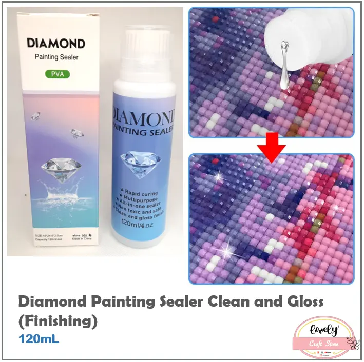 LovelyCraftStore | 120ml DIY Diamond Painting Conserver Sealing Glue Permanent Hold Shine Effect Sealer Brightener for 5D Diamond Painting