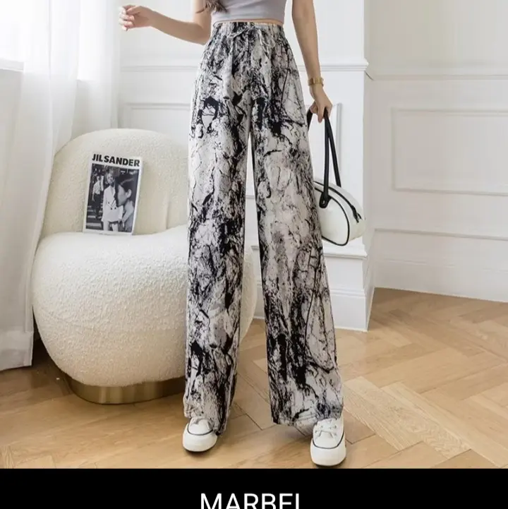 Celana panjang wanita corak bahan Halus Adem motif lukisan 3