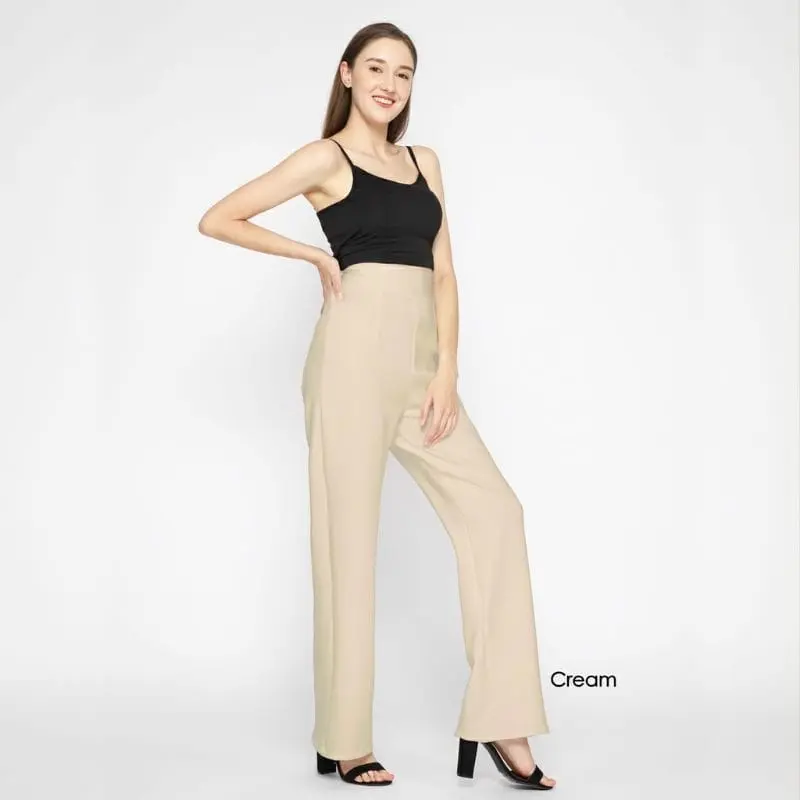 Celana Cutbray Scuba Highwaist Flare Pinggang Full Karet 0