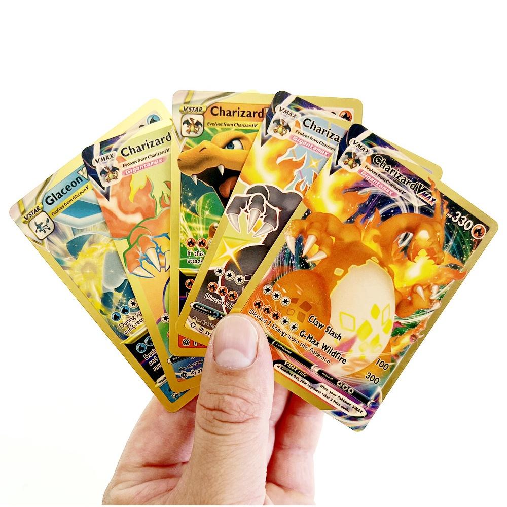 24h]55/110 Pcs Metal Gold Silver Pokemon Cards English Version Pikachu  Charizard Trainer Card Game Collection - TikTok Shop Singapore