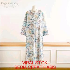 Jubah Muslim Longgar 2026 Tren Fabrik Lembut Sejuk Elegan Bermaruah untuk Hari Raya dan Harian dengan Poket Sisi Fesyen Moden Anabia Budak Muslimah Embroidery Lace Cey Kosong Corak Bunga Premium Emboss Bamboo Dress Style Kebaya