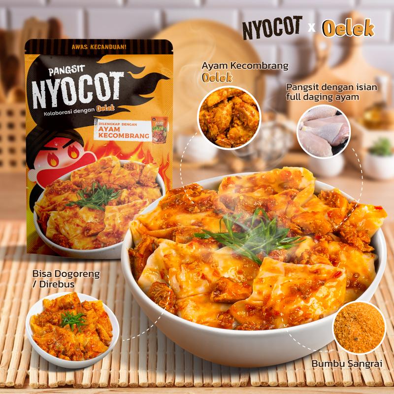 NYOCOT Pangsit Tulang Rangu Ayam Kecombrang Renyah Gurih / Cocok untuk Ngemil / Cemilan Pangsit Chili Oil / Makanan Instant 2