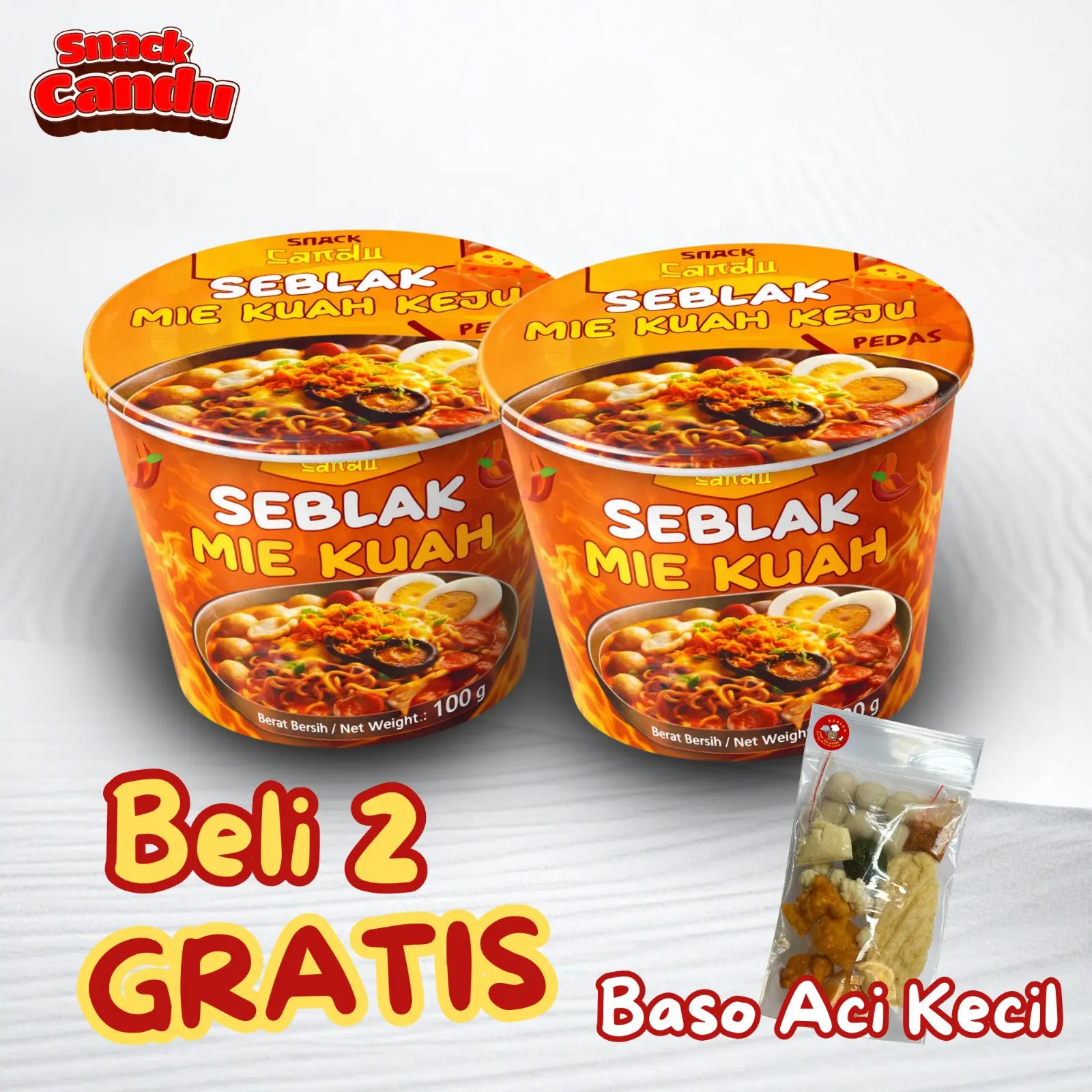 Paket Keju Pedas 2 Pack Free Baso Aci Hemat 1 Pcs